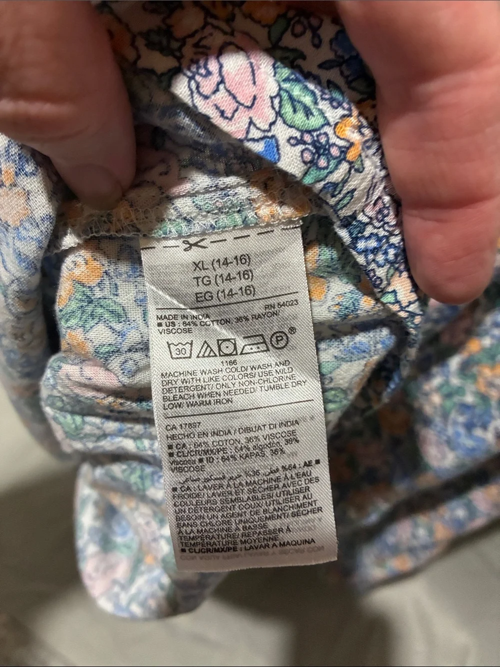 Old Navy Blue Floral Smocked Sundress with Peach Accents